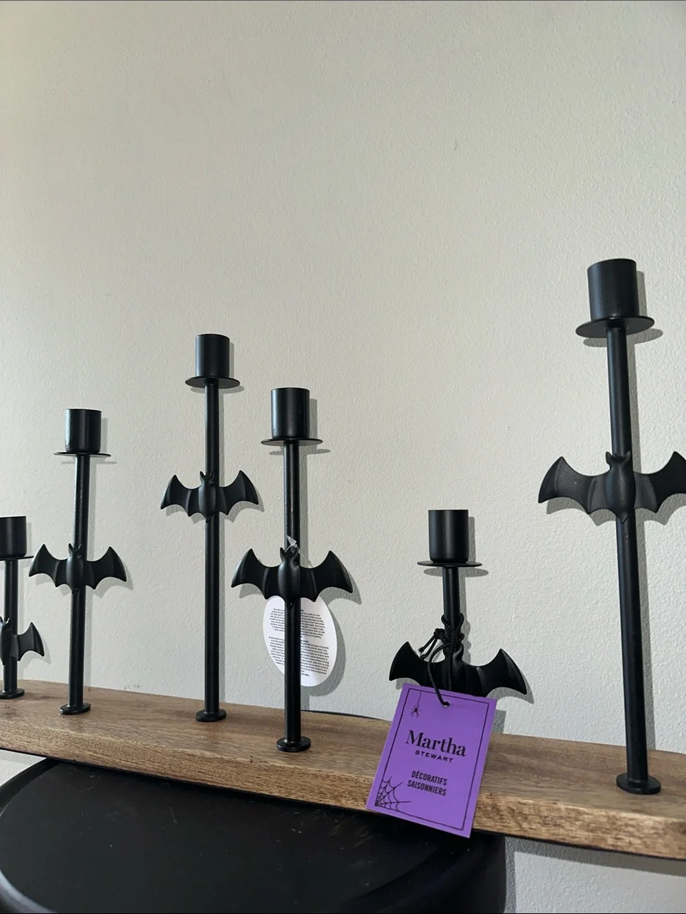 Martha Stewart Black Bat Candle Holder Set